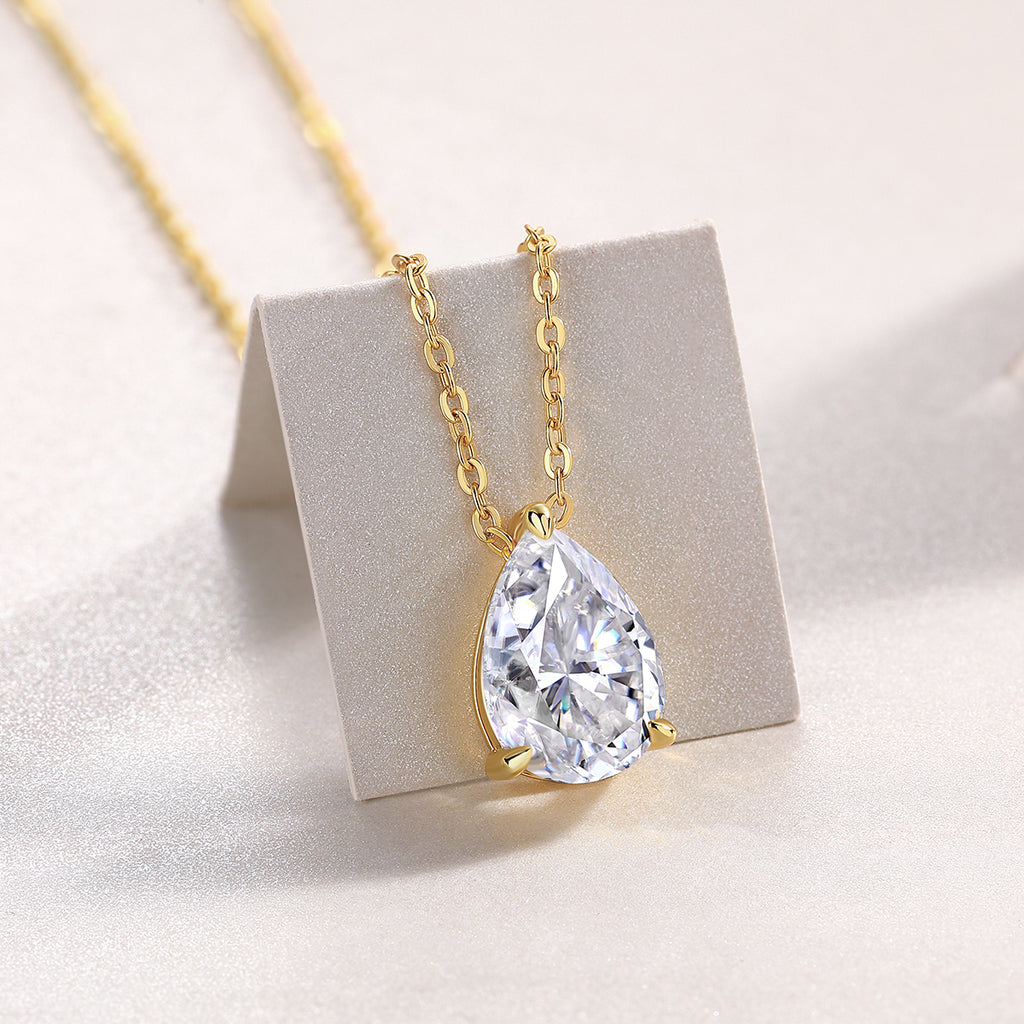 1Under The Moon - A Fashionable And Trendy Diamond Pendant Necklace Set With Pear-shaped Moissanite S925 Sterling Silver And Gold Plating Prohibit TikTok sales