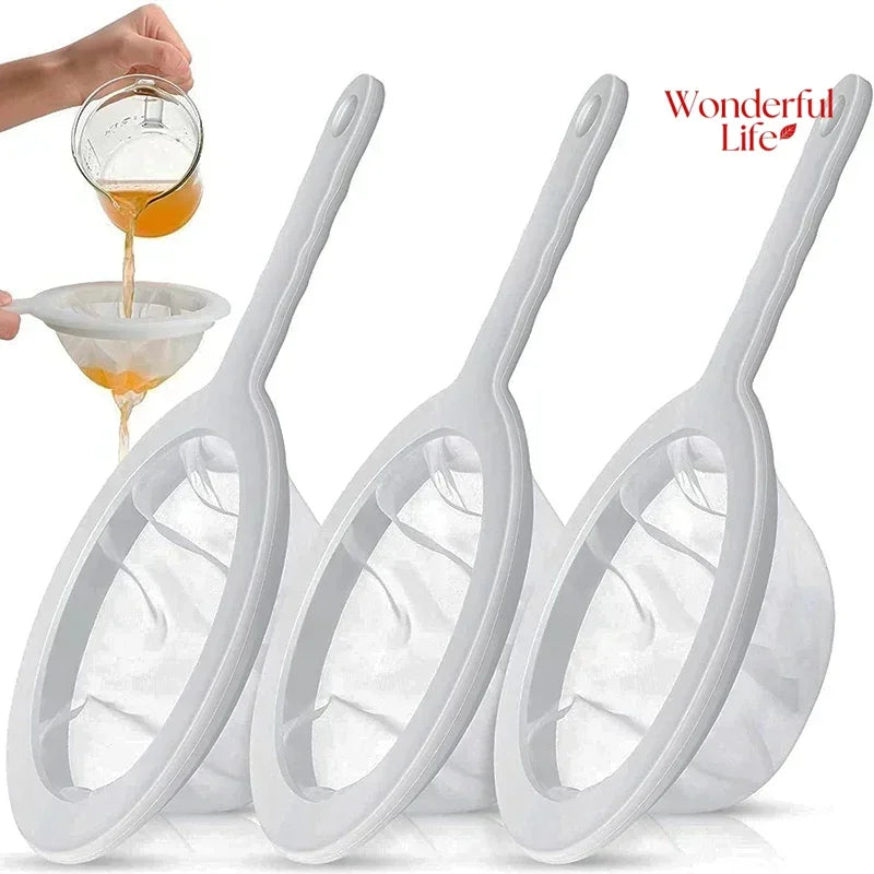 1Pcs 400Mesh Reusable Nylon Ultra Fine Filter Mesh Strainer Spoon Sieve Soy Milk Juice Coffee Food Filter Kitchen Colander