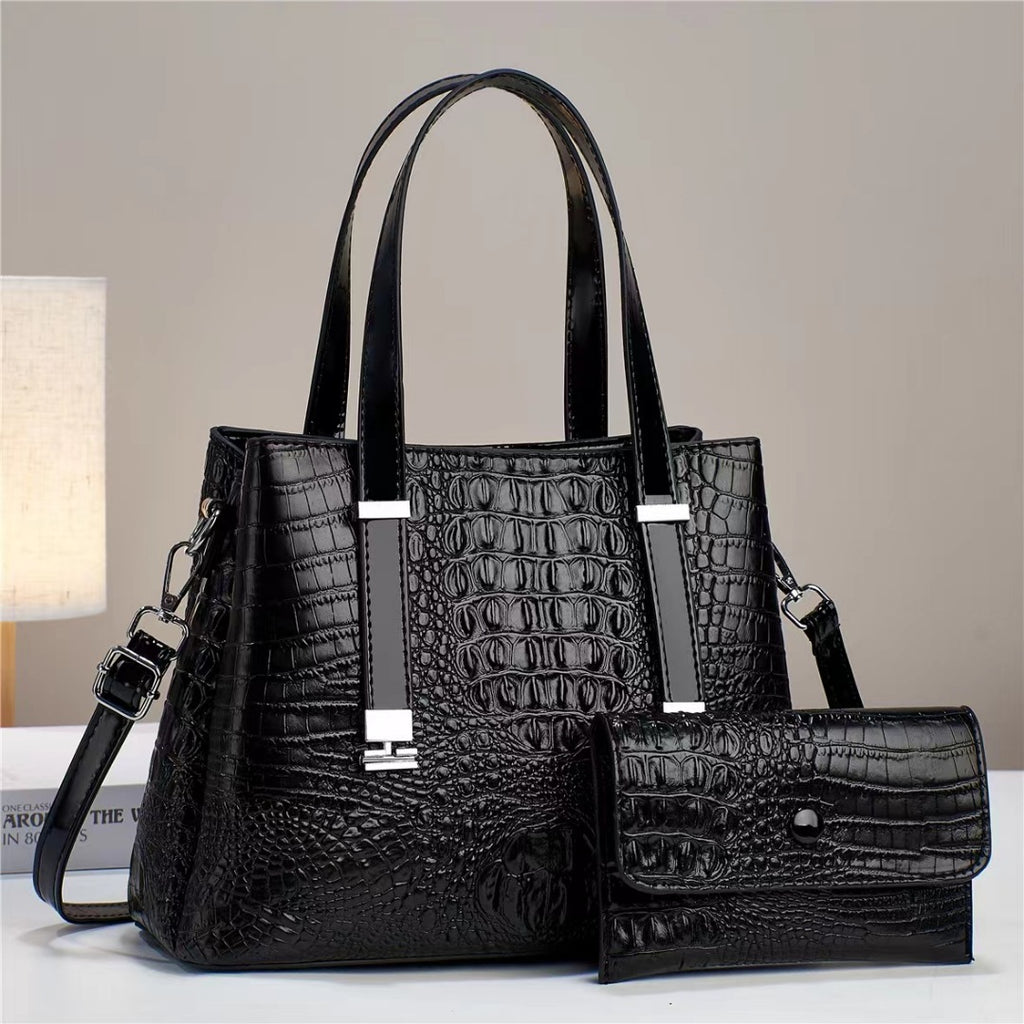 Women's Fashion Crocodile Pattern Large Capacity Combination Bags