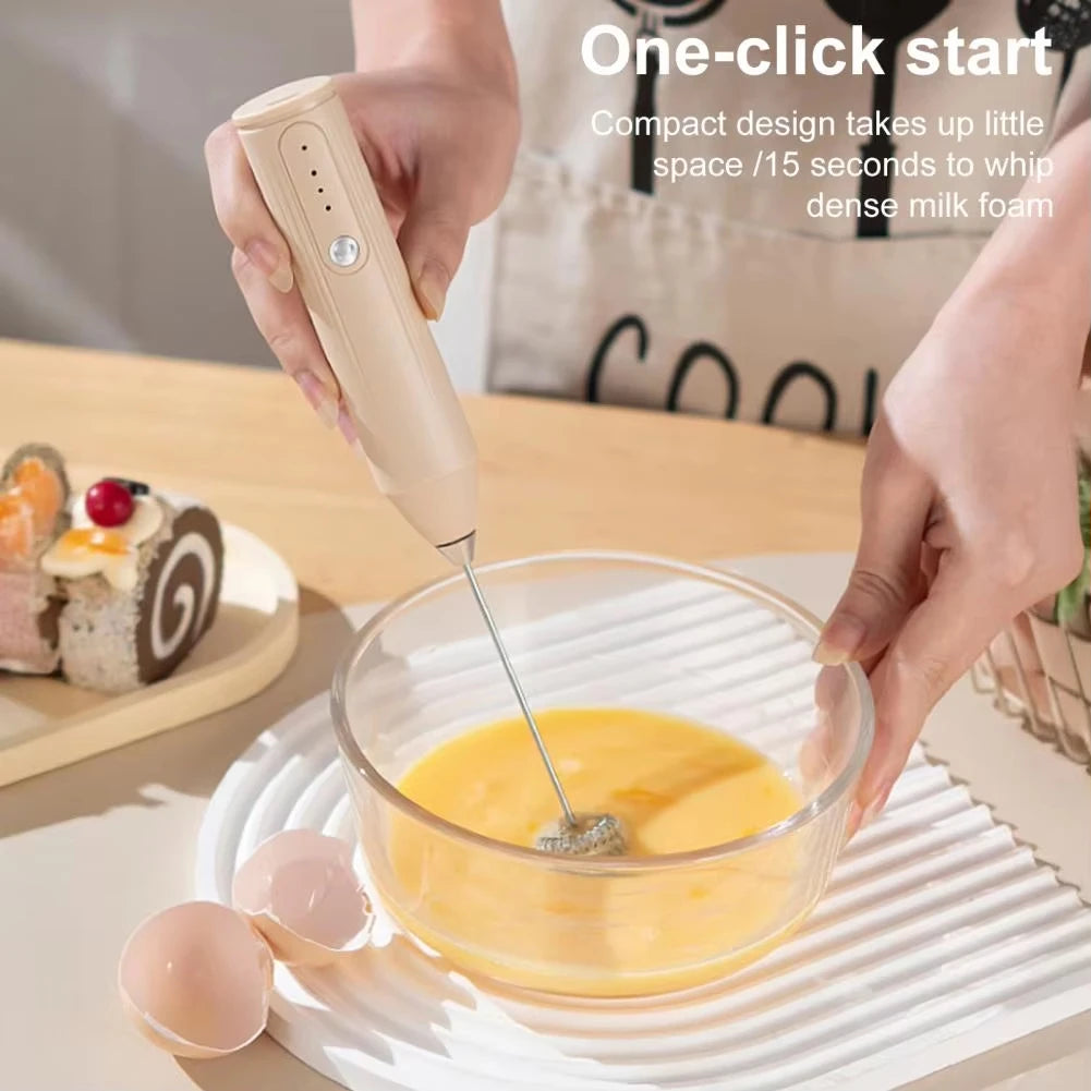 USB electric milk frother, handheld milk coffee machine, 3-speed wireless egg beater, kitchen mixer, multifunctional food mixer