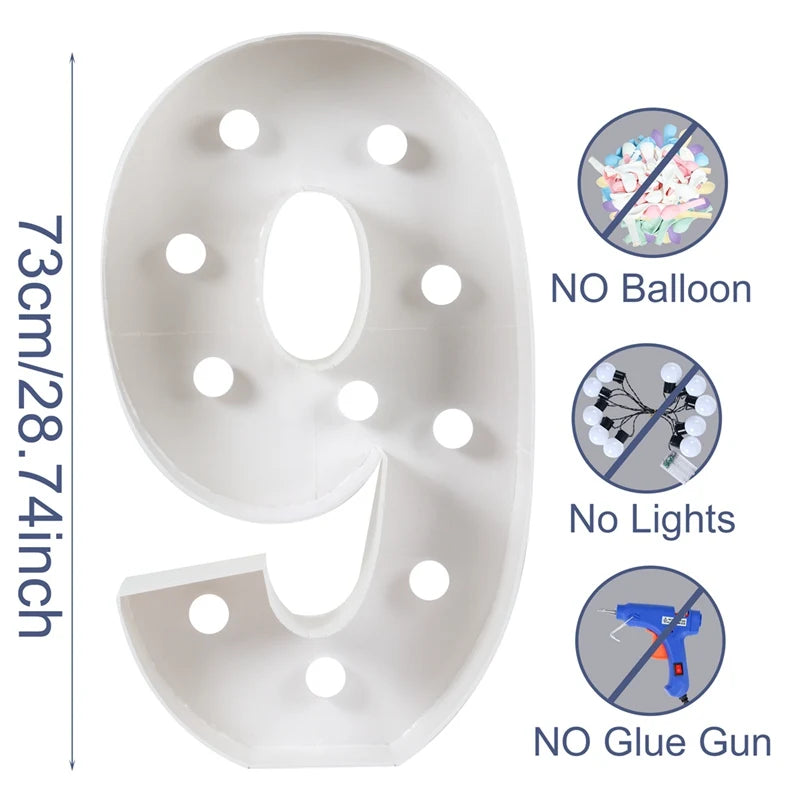 73cm Giant Figure Balloon Filling Box 1st Birthday Balloon Number 40 50 60 Balloon Frame Wedding Party Decoration Baby Shower