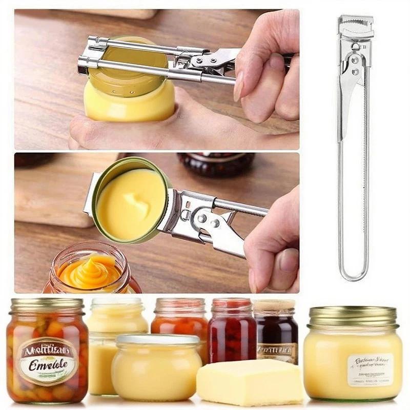 Multifunctional Adjustable Stainless Steel Can Opener Suitable For Those With Weak Hands Or Elderly People With Arthritis. Portable Metal Kitchen Utensil.