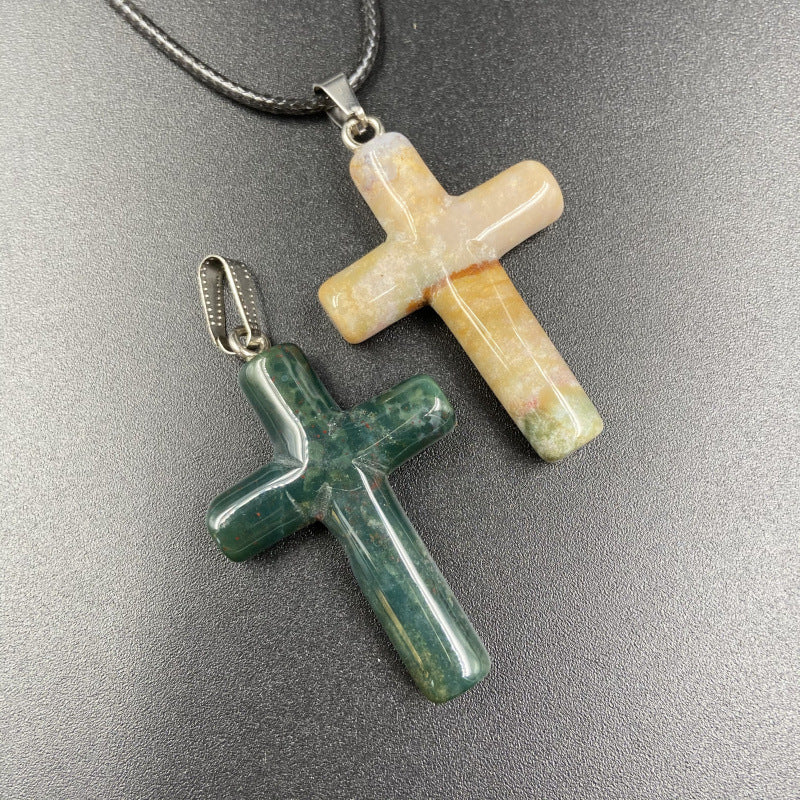Natural Stone Powder Crystal Agate Semi-precious Stone Cross