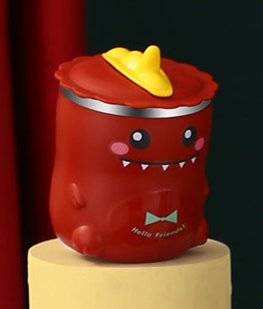 304 Stainless Steel Student Anti-Fall Mug With Lid Straw Children Cartoon Kindergarten Water Cup