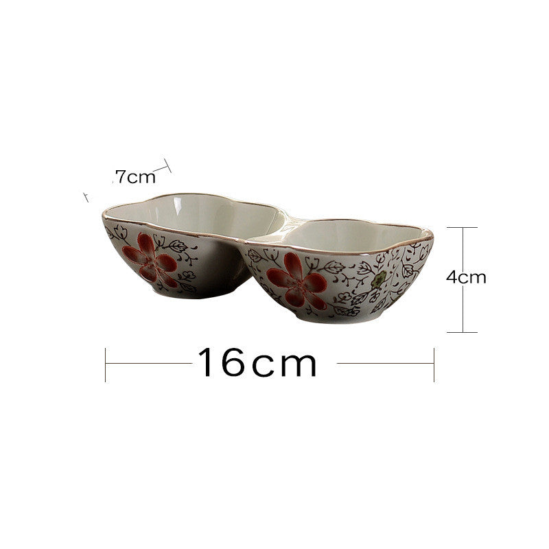 Japanese-Style Tableware Creative Ceramic Divider Dish Three Grid Rice Plate