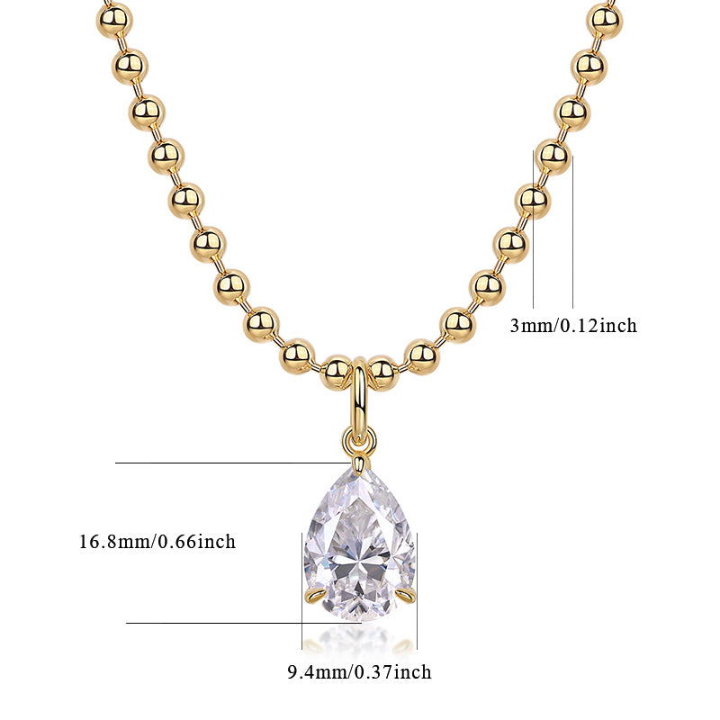 1Wish Light - A Fashionable And Trendy Diamond Jewelry Necklace Pendant Set With Pear-shaped Moissanite S925 Sterling Silver And Gold Plating Prohibit TikTok sales