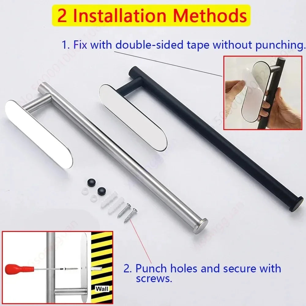 1PCS Kitchen Paper Towel Holder Toilet Paper Holder Adhesive Tissue Rack Napkin Dispenser Cabinet Storage Bathroom Accessories