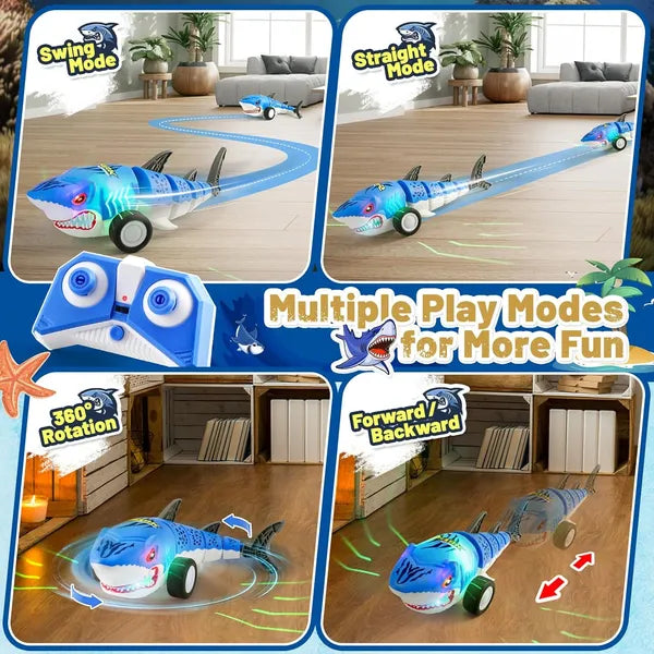 Remote Control Shark Car Toys For Kids,2.4GHz RC Cars Simulation Shark With Cool Light, 360° Stunt Drift & Most Terrains,Outdoor Toys For Birthday For 6,7,8,9,10-12 Boys Girls