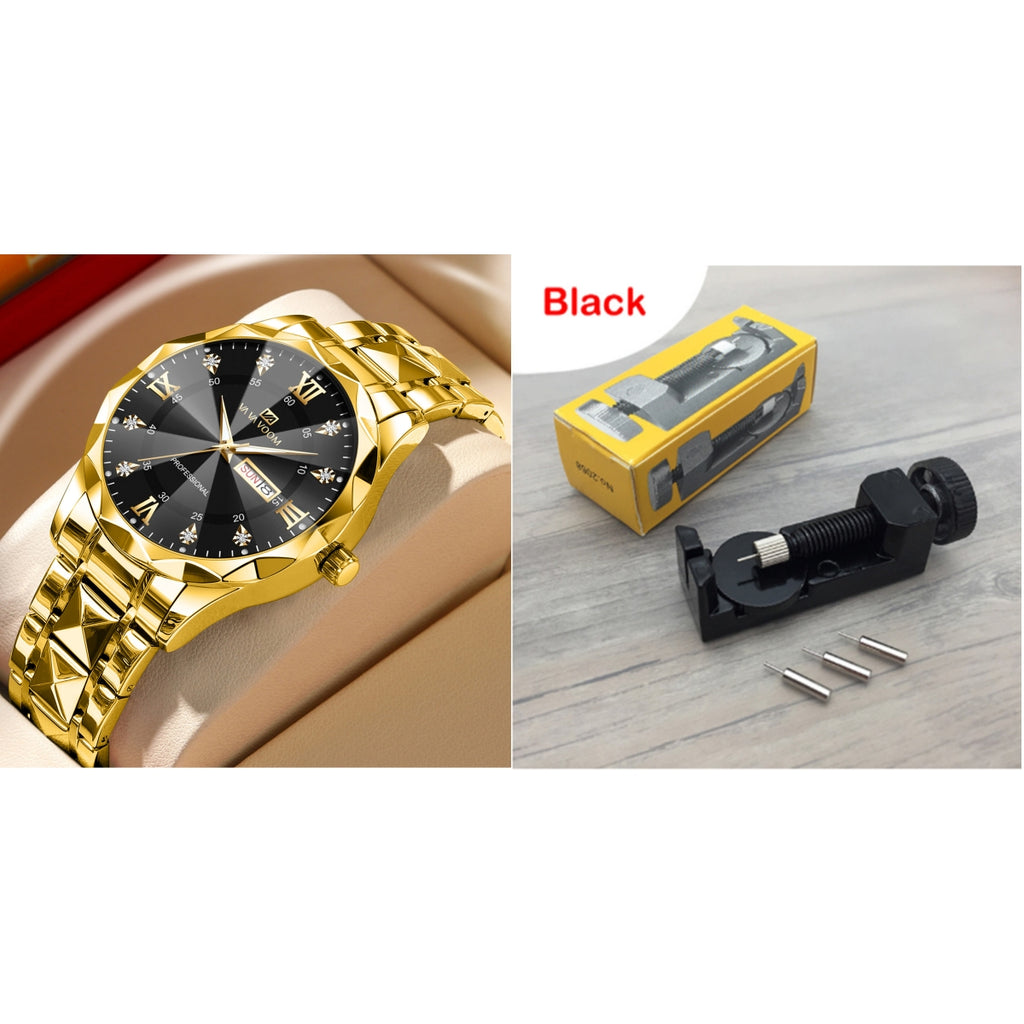 Double Calendar Tungsten Steel Waterproof Quartz Watch