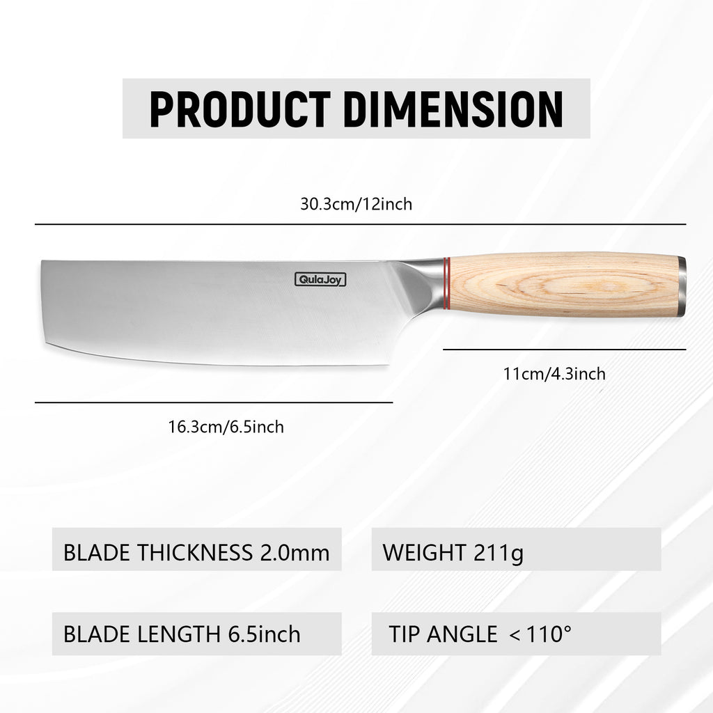 Vegetable Cleaver - Japanese Cleaver 6.5 Inch Chopping Knife High Carbon Stainless Steel Knives With Wooden Handle 6.5 Inch Cleaver Knife