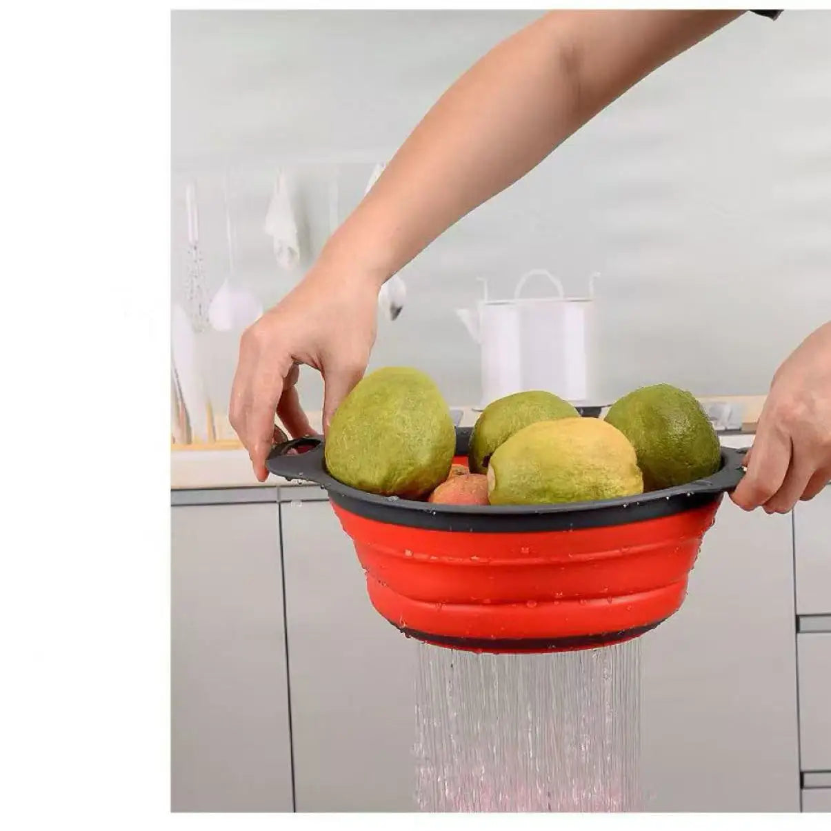 1/2pcs Silicone Round Folding Vegetable Fruits Washing Drain Basket Colander Strainer Collapsible Drainer Kitchen Tool