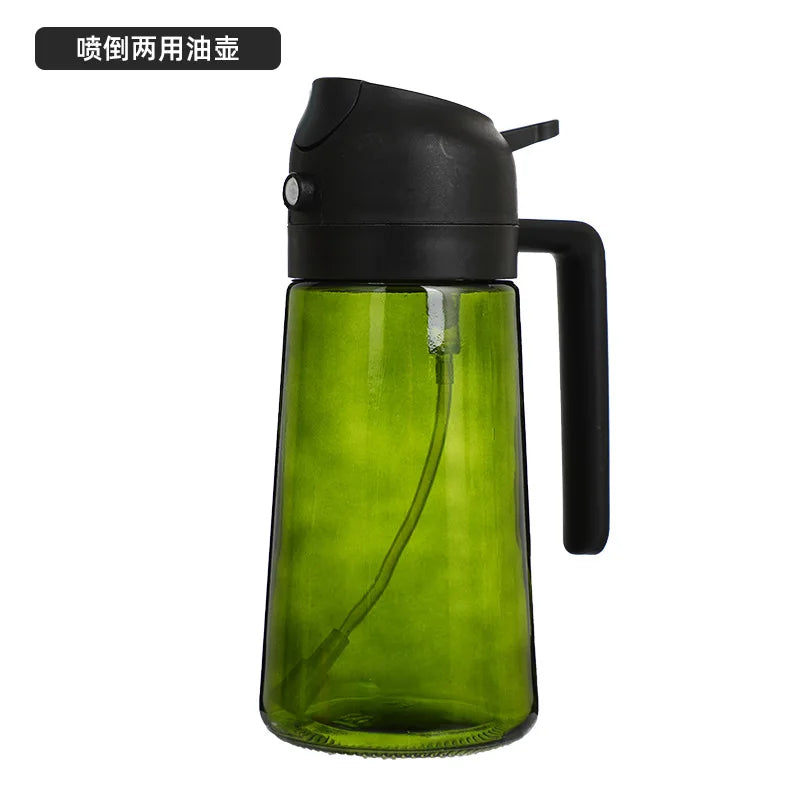 Spray and Pour 2-in-1 Oil Bottle, Light-Blocking Dark Oil Mist Spray Bottle, Kitchen-Specific Dual-Function Olive Oil Sprayer