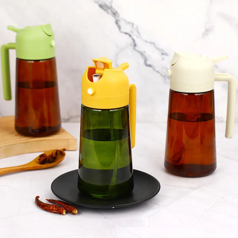 Spray and Pour 2-in-1 Oil Bottle, Light-Blocking Dark Oil Mist Spray Bottle, Kitchen-Specific Dual-Function Olive Oil Sprayer