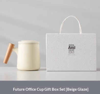 Simple Ceramic Tea-and-water-separating Office Mug With Lid And Filter