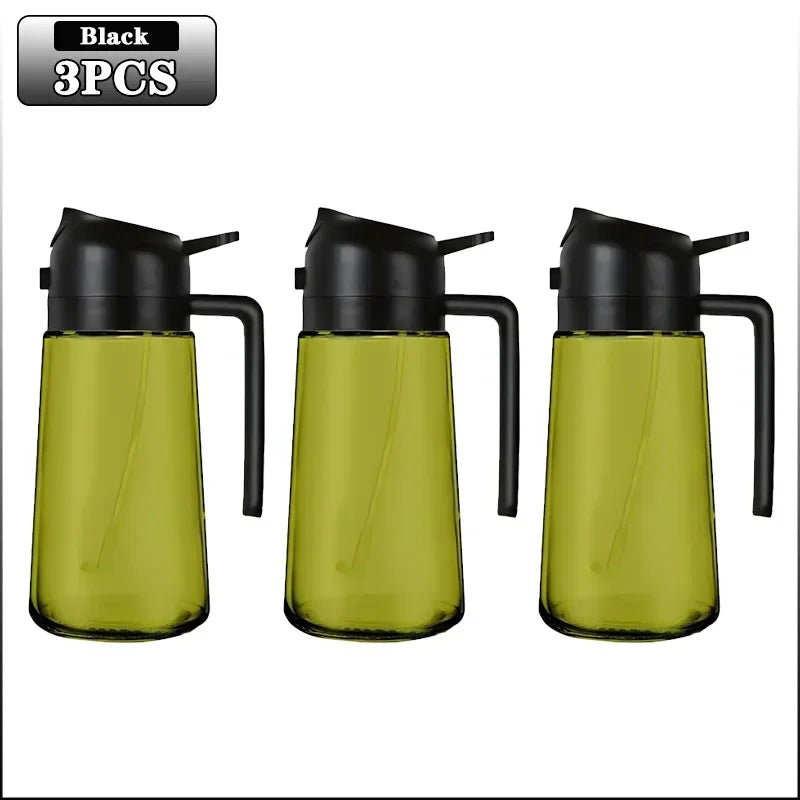 Dark shadow oil spray bottle，Dedicated kitchen，Two combinations，An olive oil dispenser，Dark green glass oil bottle