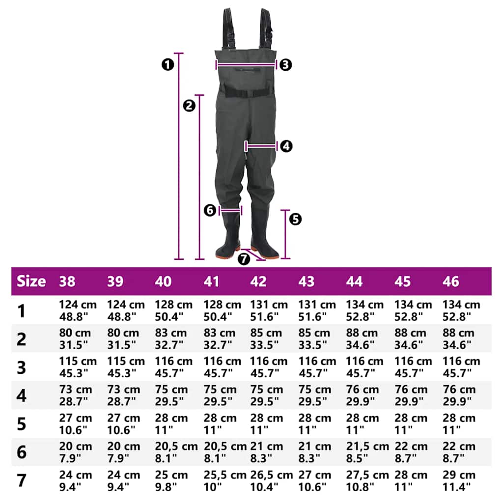 Waders with Boots and Belt, Dark Green, Size