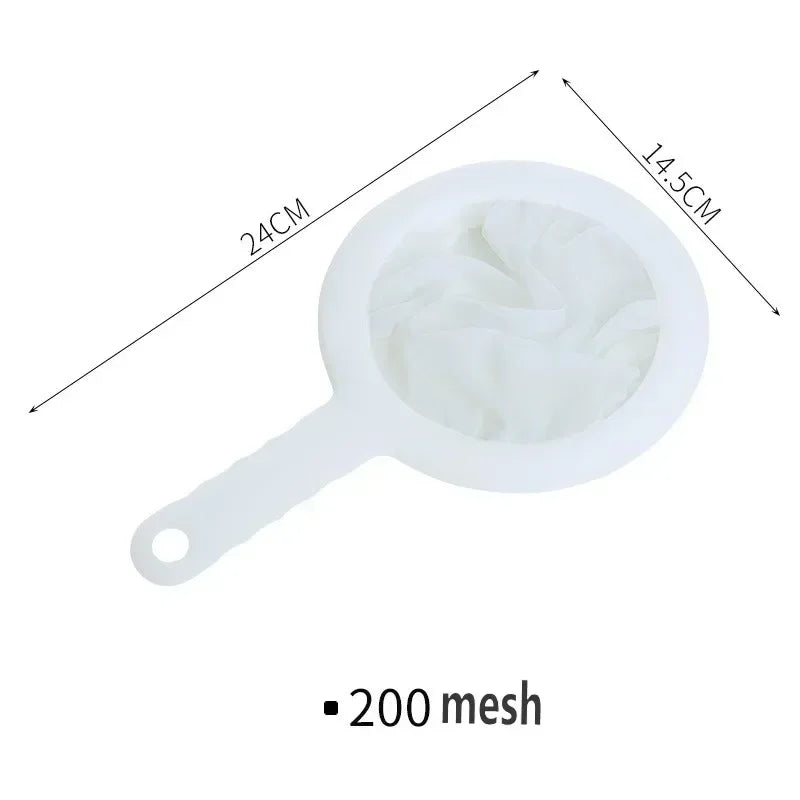 1Pcs 400Mesh Reusable Nylon Ultra Fine Filter Mesh Strainer Spoon Sieve Soy Milk Juice Coffee Food Filter Kitchen Colander