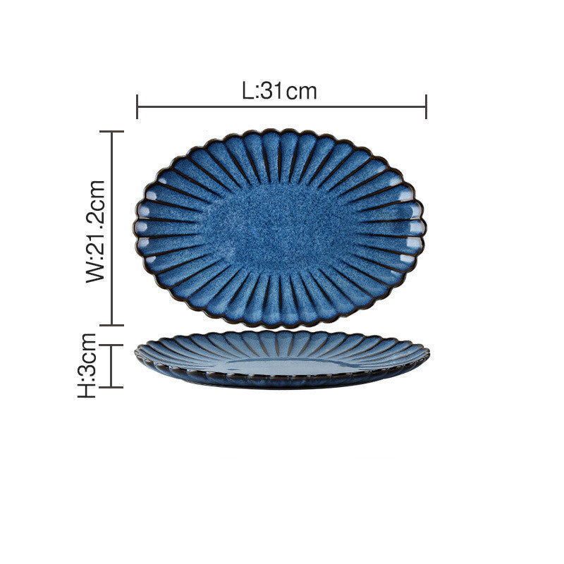 Japanese Retro Kiln Changed Chrysanthemum Dish Ceramic Tableware