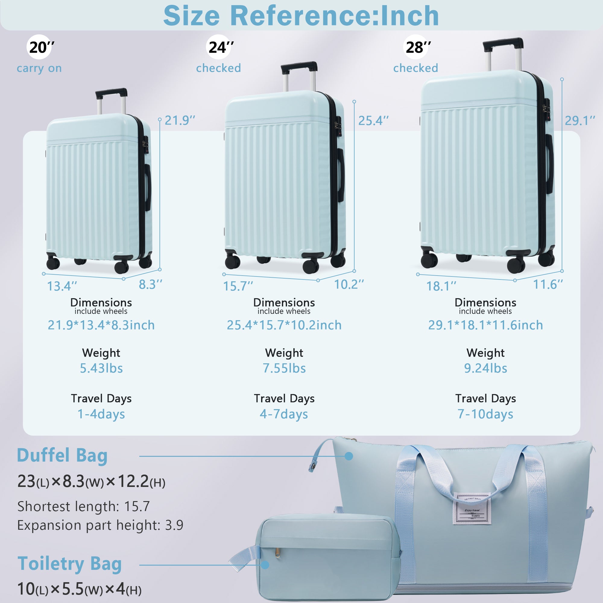 Luggage Set 5 Piece, Hardside Carry On Suitcase , Expandable Luggage With Travel Bags Spinner Wheels TSA Lock
