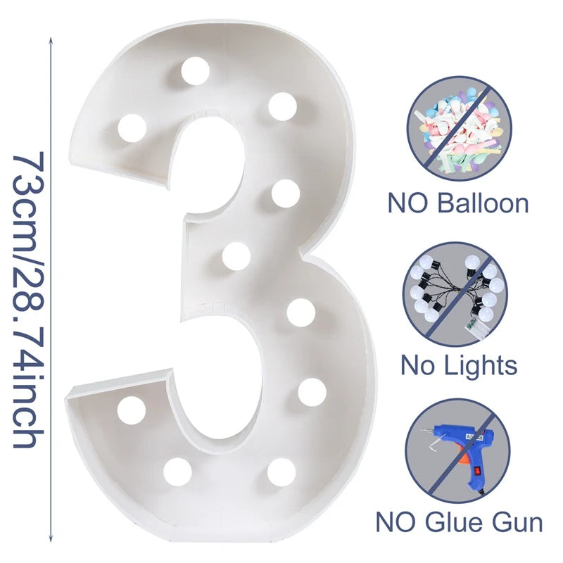 73cm Giant Figure Balloon Filling Box 1st Birthday Balloon Number 40 50 60 Balloon Frame Wedding Party Decoration Baby Shower