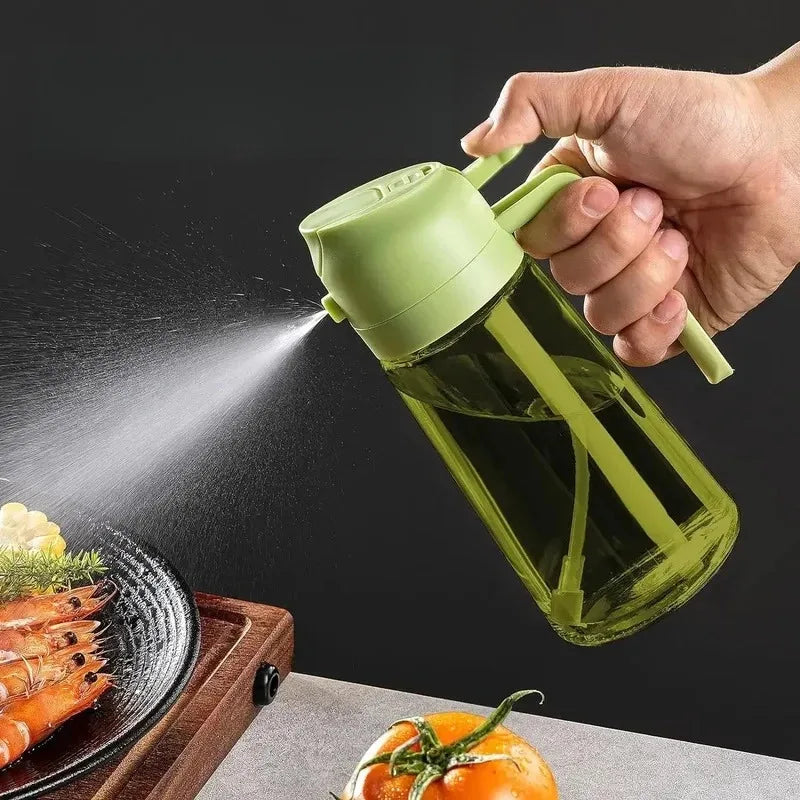 Dark shadow oil spray bottle，Dedicated kitchen，Two combinations，An olive oil dispenser，Dark green glass oil bottle