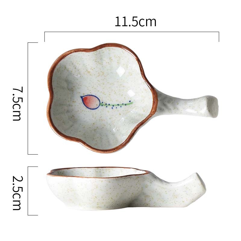 Ceramic With Handle Saucer Hand Painted Seasoning Dish