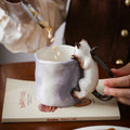 Hand Painted 3D Siamese Cat Ceramic Mug