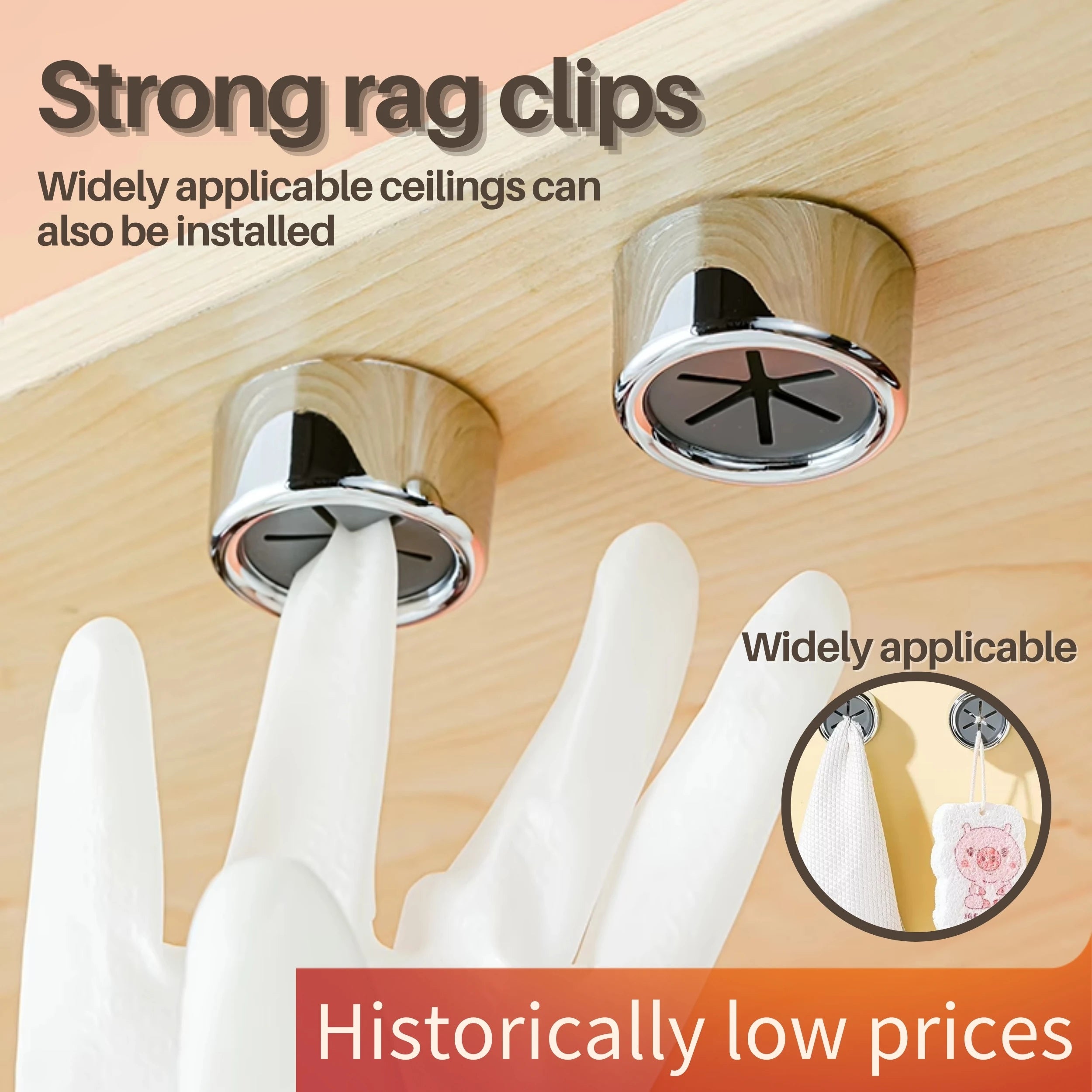 3PCS Non Punching Dishwashing Cloth Storage Clip Dishcloth Clip Kitchen Household Gloves Hook Towel Rack Hole Clip Wall Hanging
