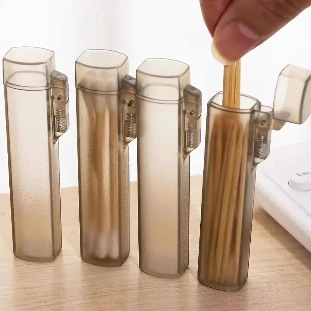 Portable Toothpick Case 1/2pcs Plastic Kitchen Restaurant Supplies for Outdoor Travel Transparent Clear Toothpick Storage Case