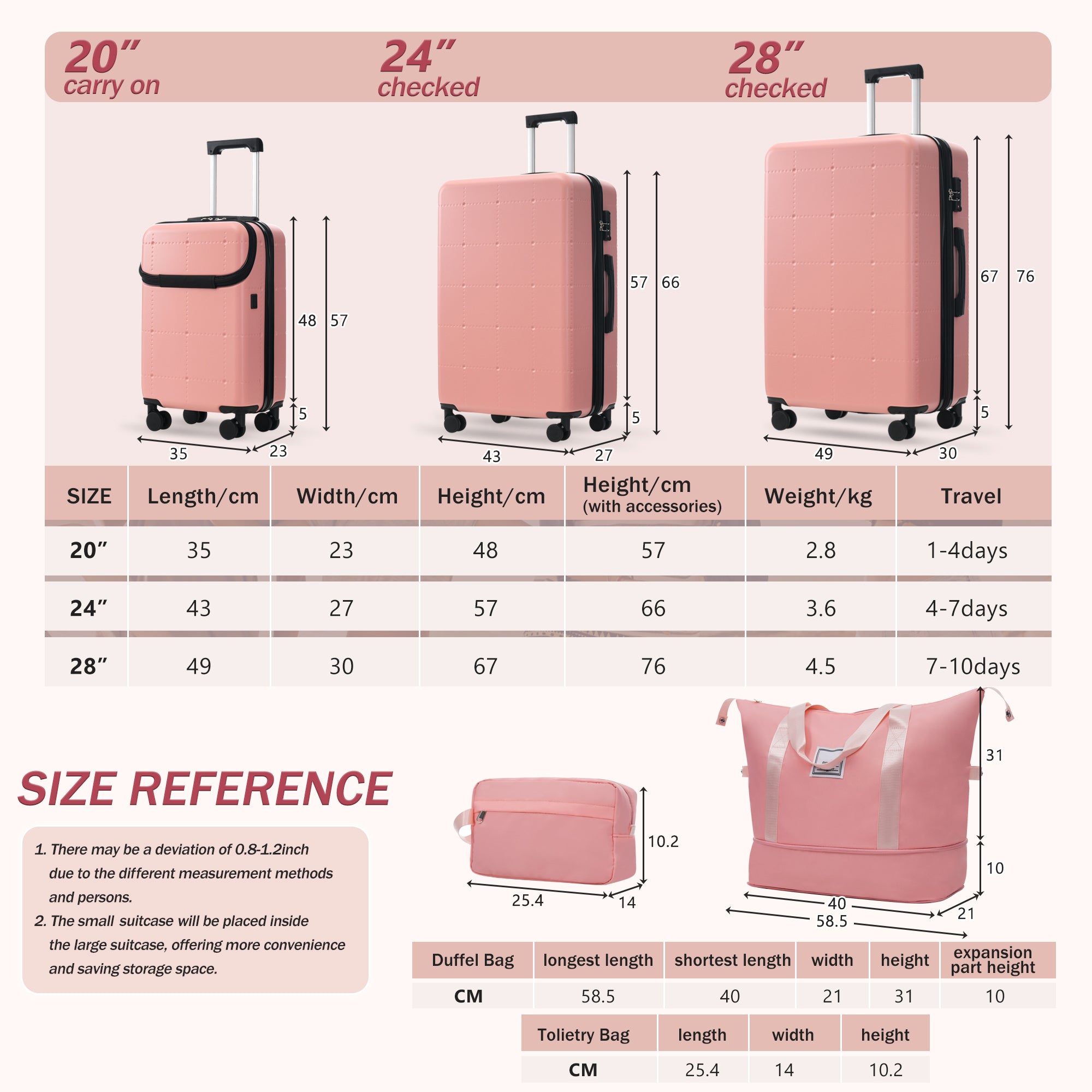 Hardside Luggage Set 5 Piece With Bags,20IN Half-opening Carry On Luggage With USB Port, Expandable 24IN 28IN Luggage With Double Spinner Wheels TSA Lock