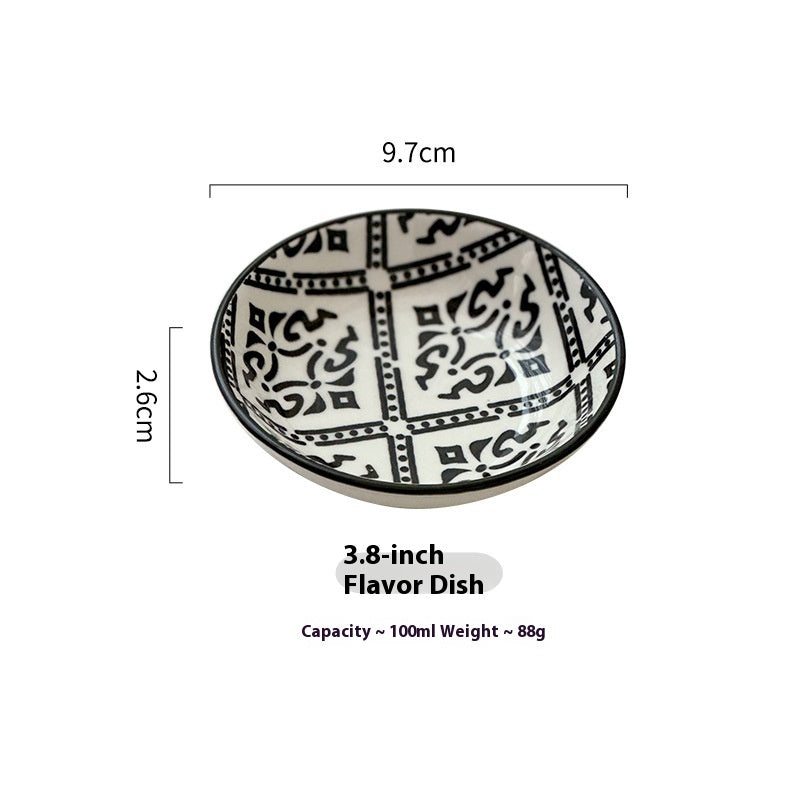 Ceramic Bohemian Sauce Dish Sauce Dipping Saucer Soy Sauce Dish Tableware