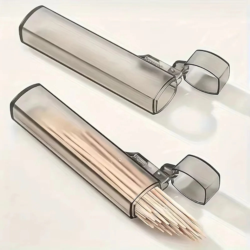 Portable Toothpick Case 1/2pcs Plastic Kitchen Restaurant Supplies for Outdoor Travel Transparent Clear Toothpick Storage Case
