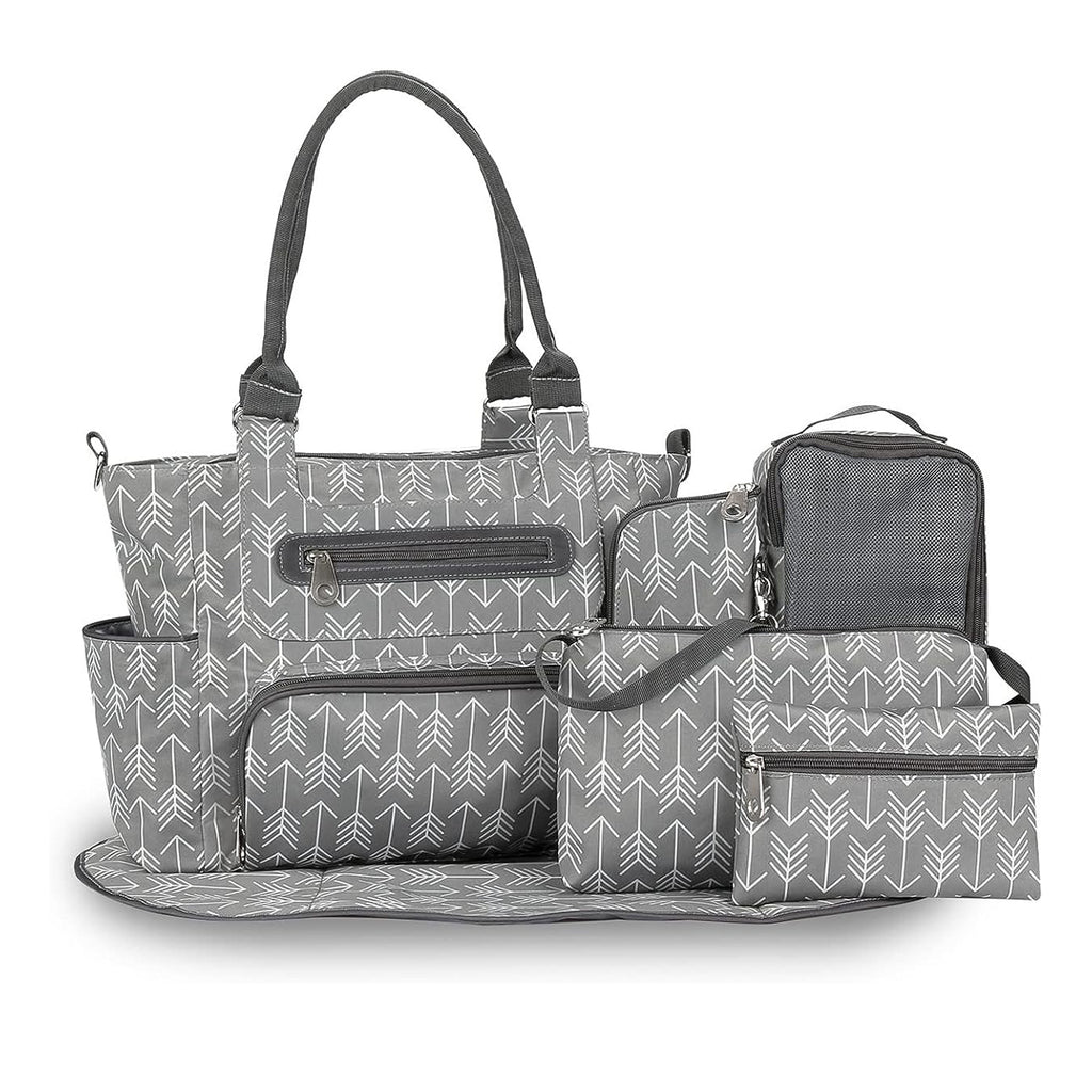 8Pcs Baby Nappy Diaper Bags Set For Mom Dad Mummy Handbags Multifunctional Diaper Changing Bags With Bottle Bag Mesh Bag Purse Diaper Pad 2 Burp Cloths 2 Hook Straps