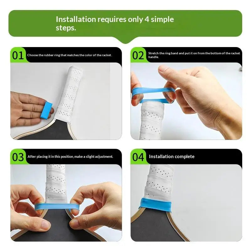 9Pcs/Set Pickleball Paddle Racket Grip Bands Tennis Racquet Secures Anti-slip Silicone Overgrip Ring Handle Closure Grip Strap