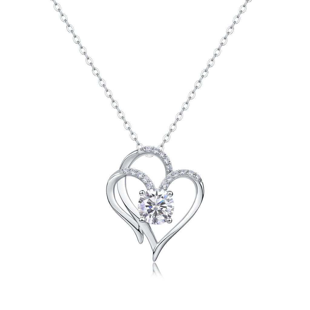 1Heart To Heart - A Fashionable And Luxurious Diamond Jewelry Pendant Set With 1-carat Moissan Diamond S925 Sterling Silver And Platinum Plating Prohibit TikTok sales