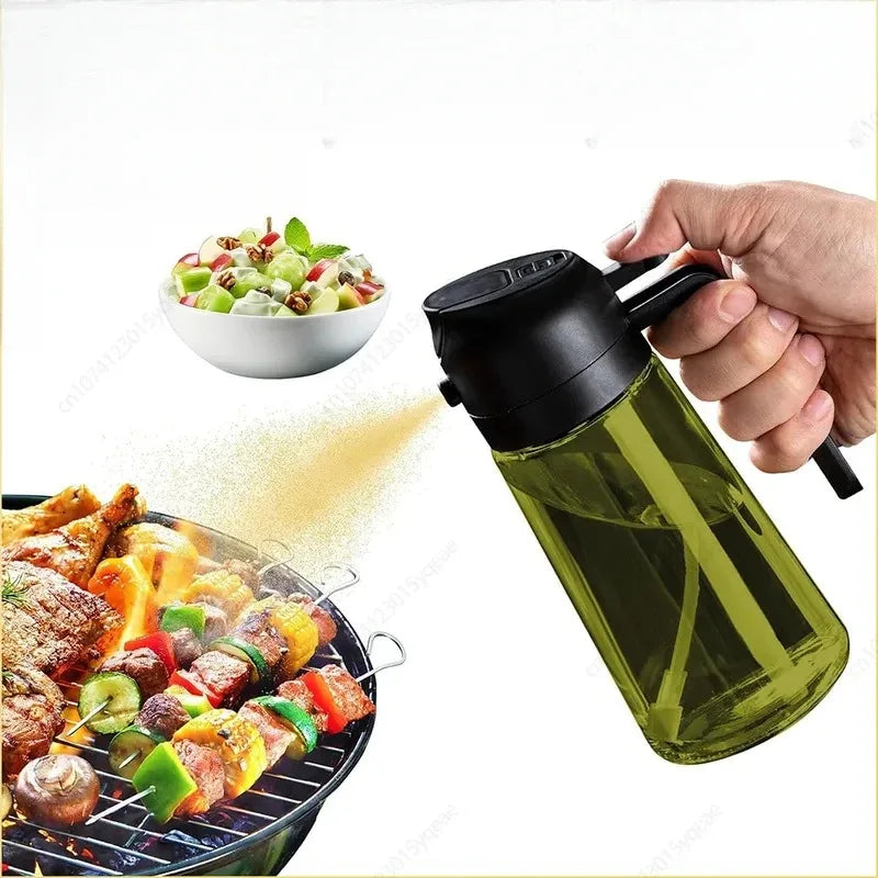 Dark shadow oil spray bottle，Dedicated kitchen，Two combinations，An olive oil dispenser，Dark green glass oil bottle
