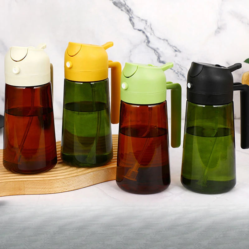 Spray and Pour 2-in-1 Oil Bottle, Light-Blocking Dark Oil Mist Spray Bottle, Kitchen-Specific Dual-Function Olive Oil Sprayer