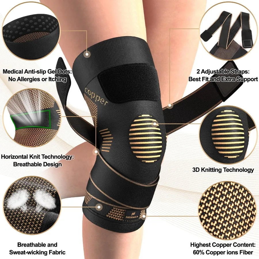 Copper Ion Sports Knee Brace - Warm Breathable Spandex Knee Support for Training Daily Wear, Reliable & Comfortable