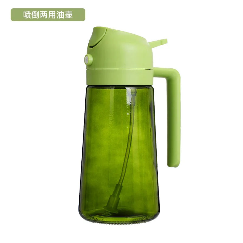 Spray and Pour 2-in-1 Oil Bottle, Light-Blocking Dark Oil Mist Spray Bottle, Kitchen-Specific Dual-Function Olive Oil Sprayer