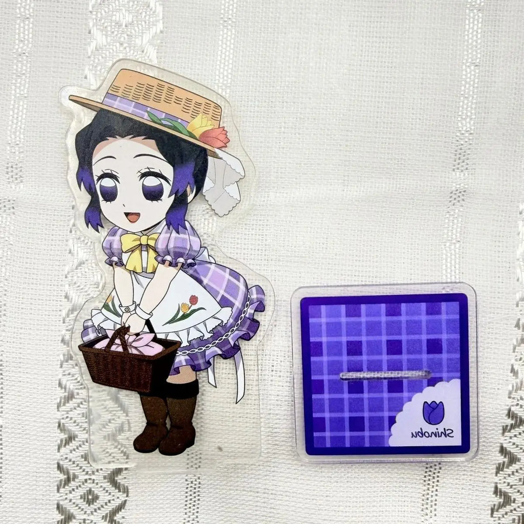 4styles for Balde of Ghost Giyu Picnic Q Acrylic Stand Shinobu Kocho Cute Standing Plate Muichiro Tokito Toys Mitsuri Kanroji