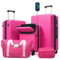 Hardside Luggage Set 5 Piece With Bags,20IN Half-opening Carry On Luggage With USB Port, Expandable 24IN 28IN Luggage With Double Spinner Wheels TSA Lock