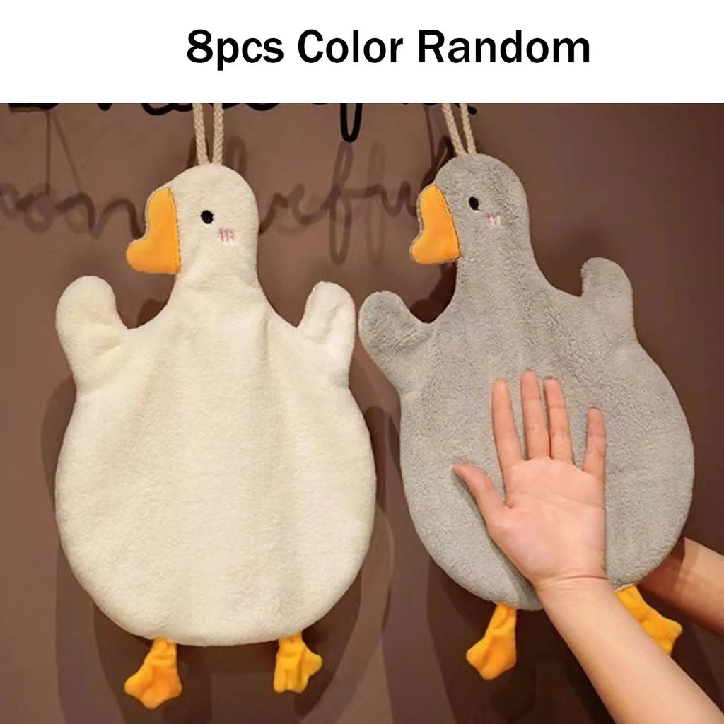 2pcs Cartoon Goose Hand Towel Kitchen Bathroom and Toilet Hand Towel Hanging Type with Super Water Absorption Quick Drying