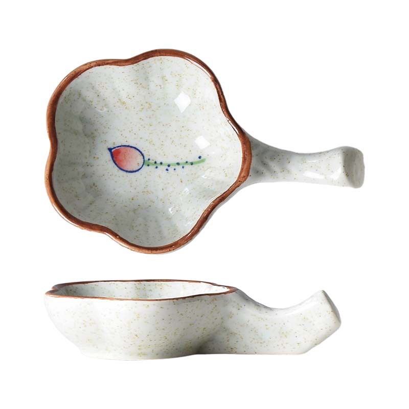 Ceramic With Handle Saucer Hand Painted Seasoning Dish