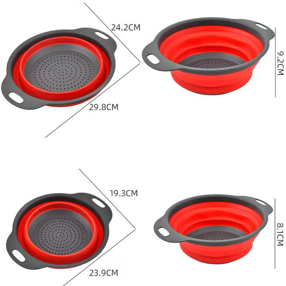 1/2pcs Silicone Round Folding Vegetable Fruits Washing Drain Basket Colander Strainer Collapsible Drainer Kitchen Tool