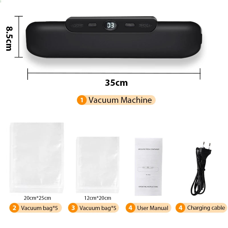 Automatic Portable Kitchen Food Saver Vacuum Sealer Machine Household Home Electric Plastic Sealing Packaging for Car Outdoor RV