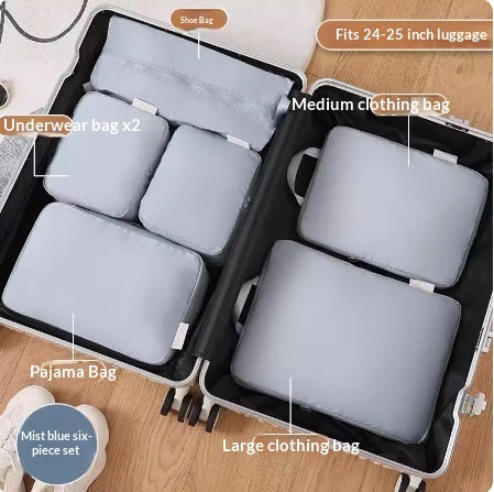 Compressible Travel Storage Bags Set - 6-Piece Luggage Organizers For Compartmentalized Packing Cubes