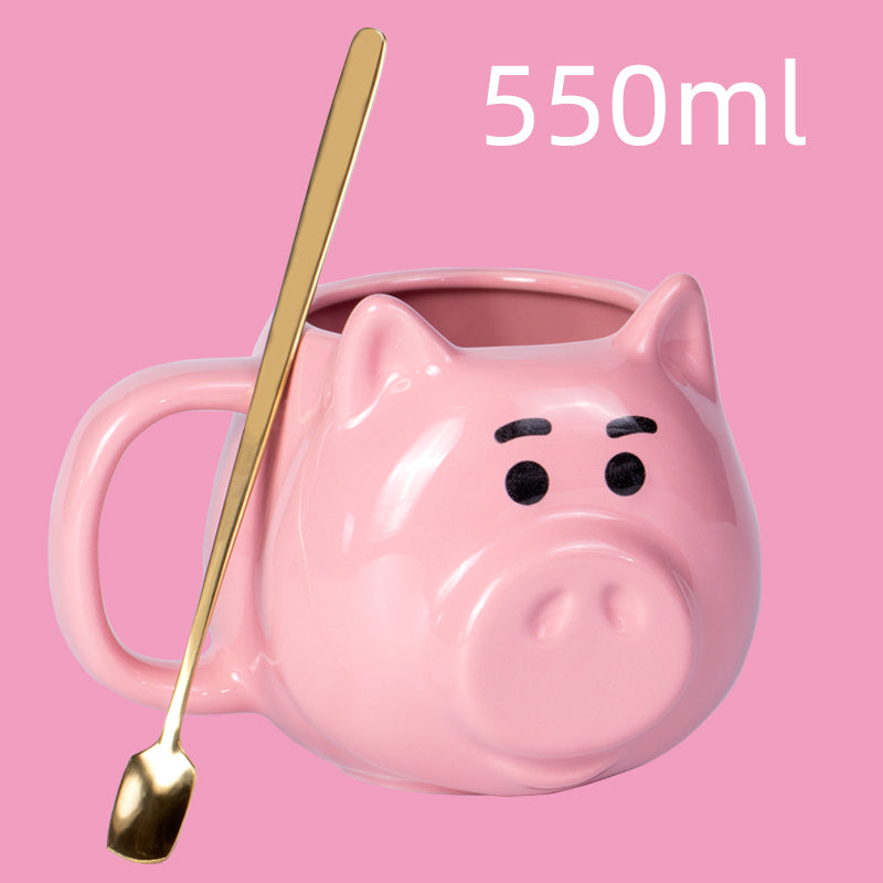 Creative Cute Pig Ceramic Mug With Spoon