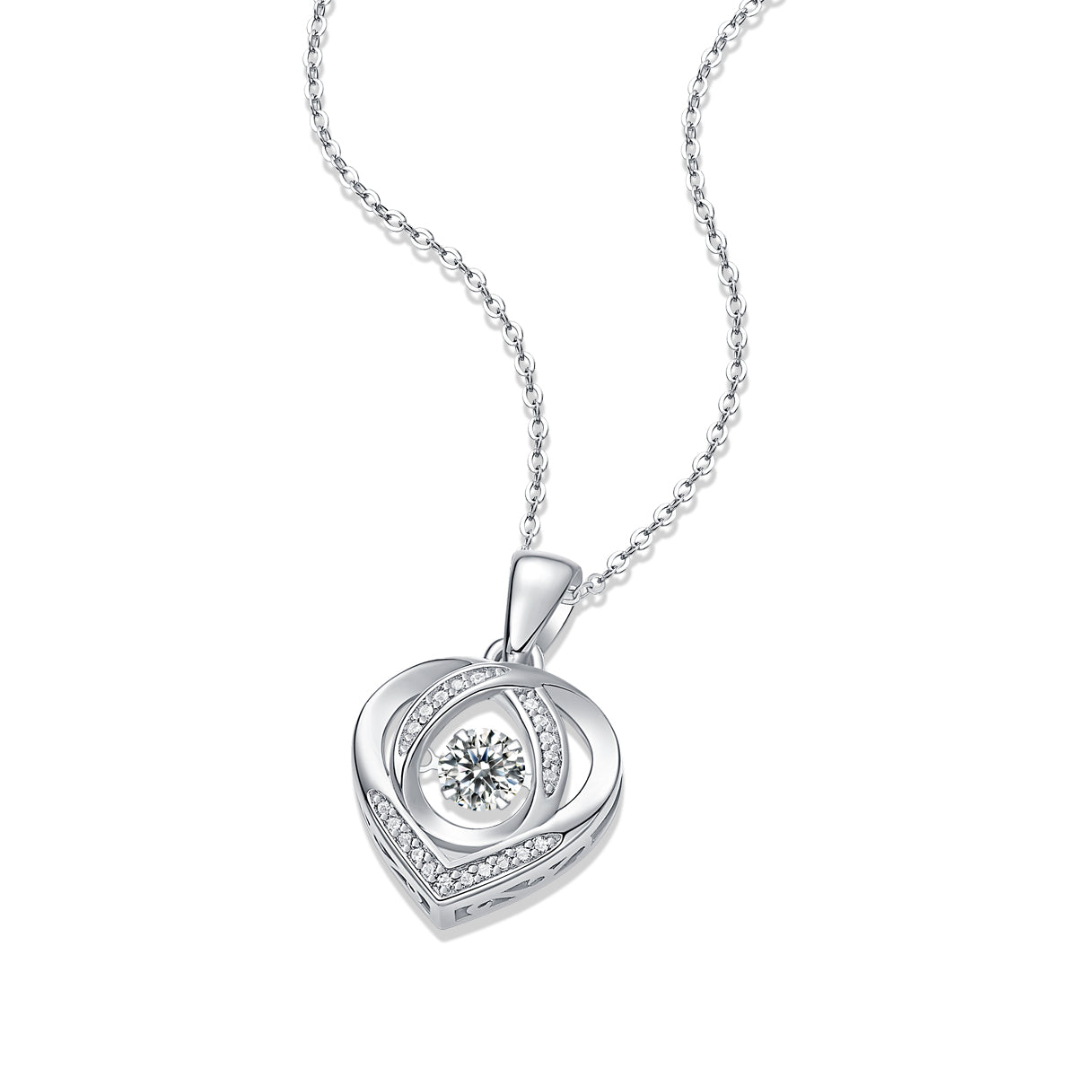 1Heart To Have Your Luxurious Fashion Diamond Pendant Necklace Set With Mosan Diamond Silver Ornaments Prohibit Tk Sales