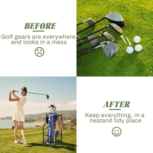 Golf Bag Storage Garage Organizer,Golf Club Bag Storage Rack For Garage, Extra Storage Rack For Golf Clubs,Golf Bag Organizer Fit For Garage,Shed,Basement