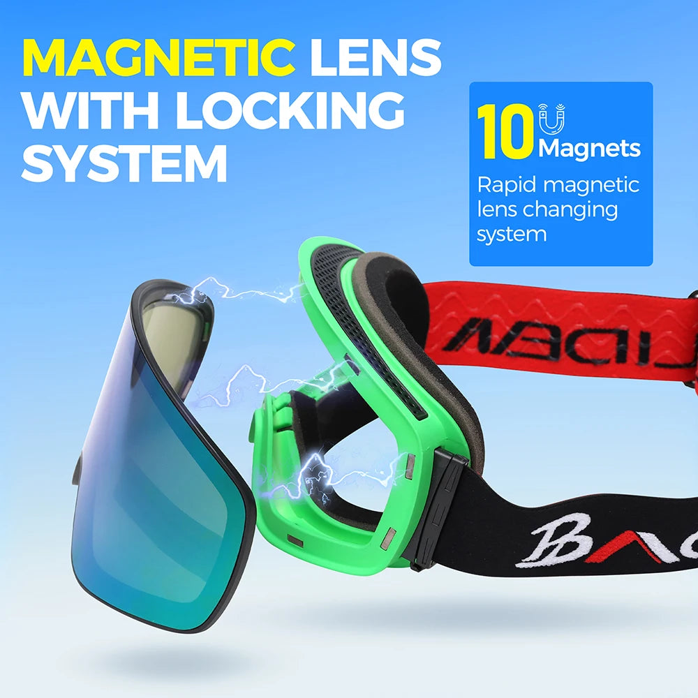 Ski Goggles UV Protection Super Elastic Adjustable Sports Glasses for Outdoor Snow Blindness Fog Prevention